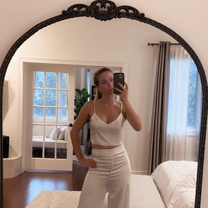 NWT Cute white satin crop top and pant set